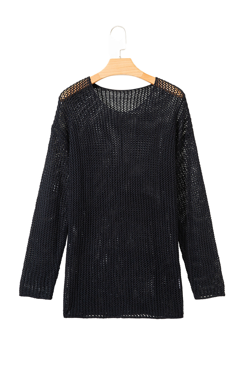 Smoke Gray Crochet Hollow-out Jumper Top Sweater