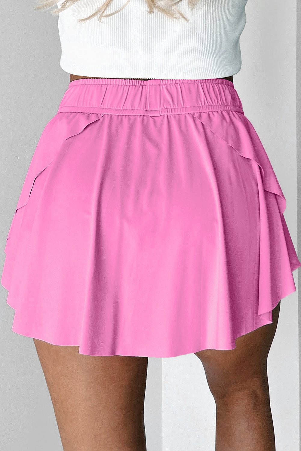 Bonbon Drawstring High Waist Lined Tennis Skorts