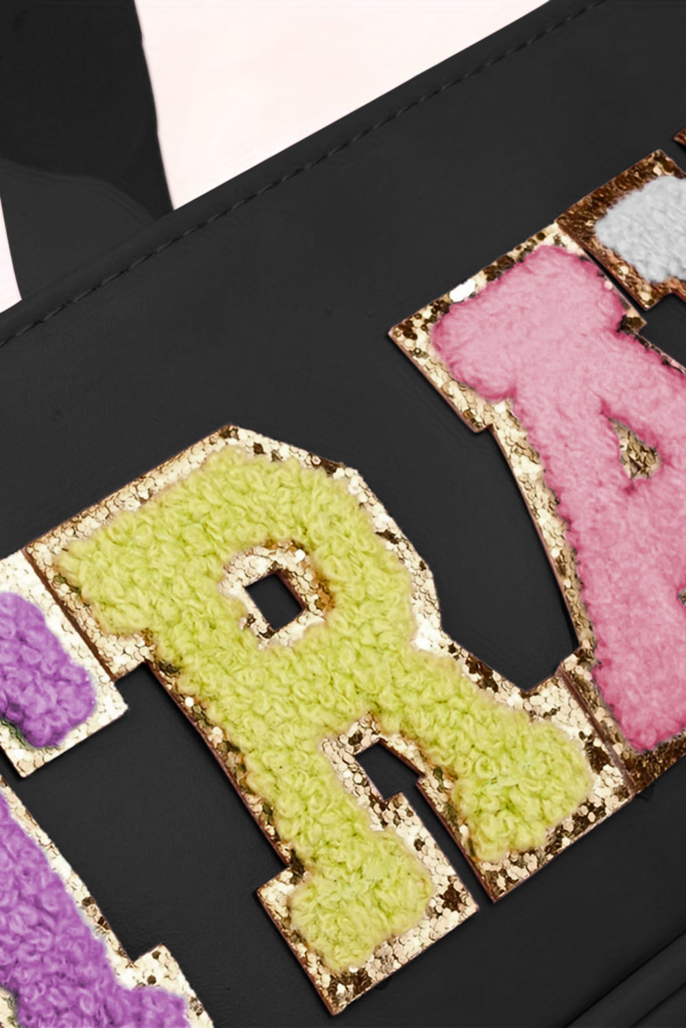 Mint Green TRAVEL Chenille Letter Clear PVC Makeup Bag