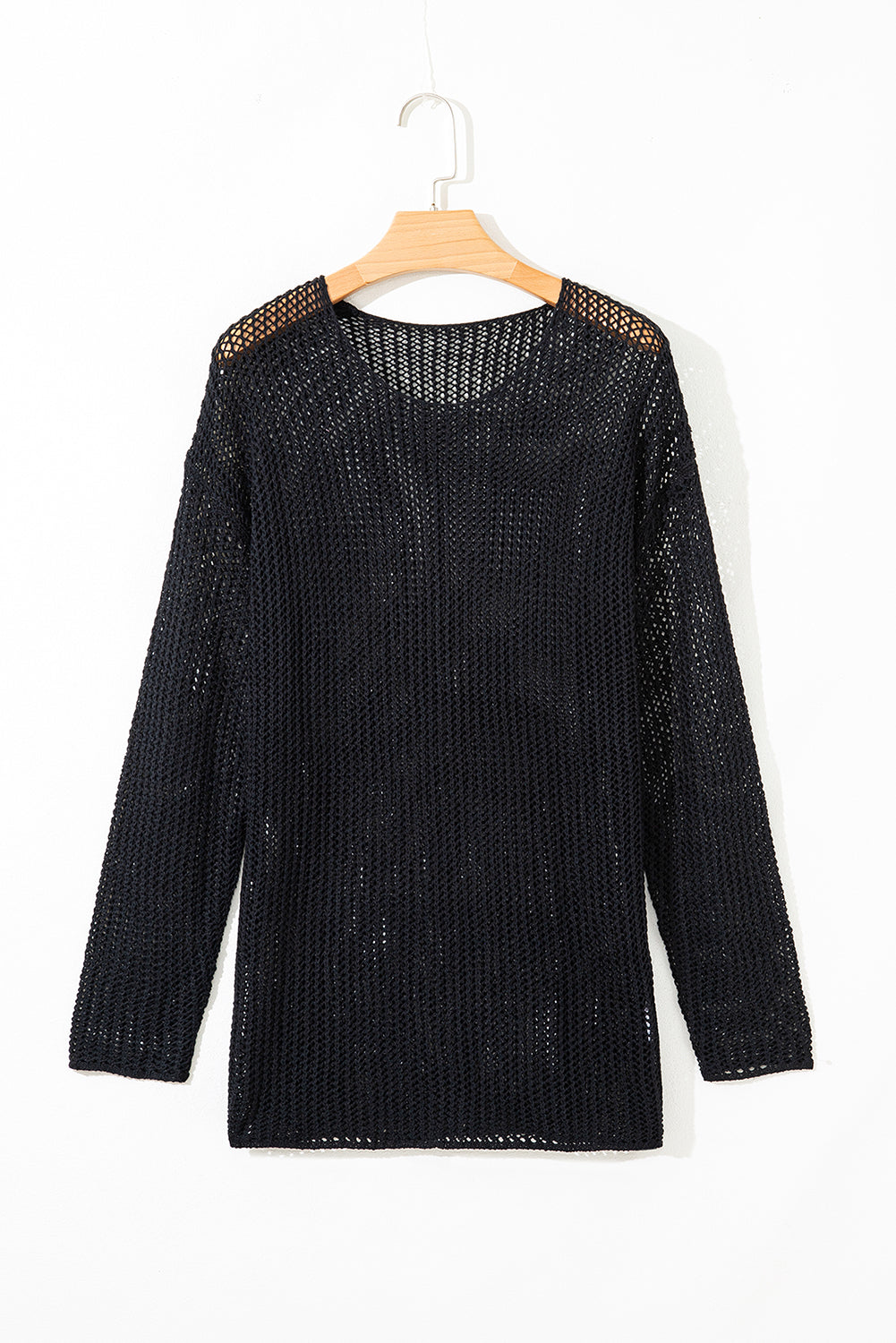Smoke Gray Crochet Hollow-out Jumper Top Sweater