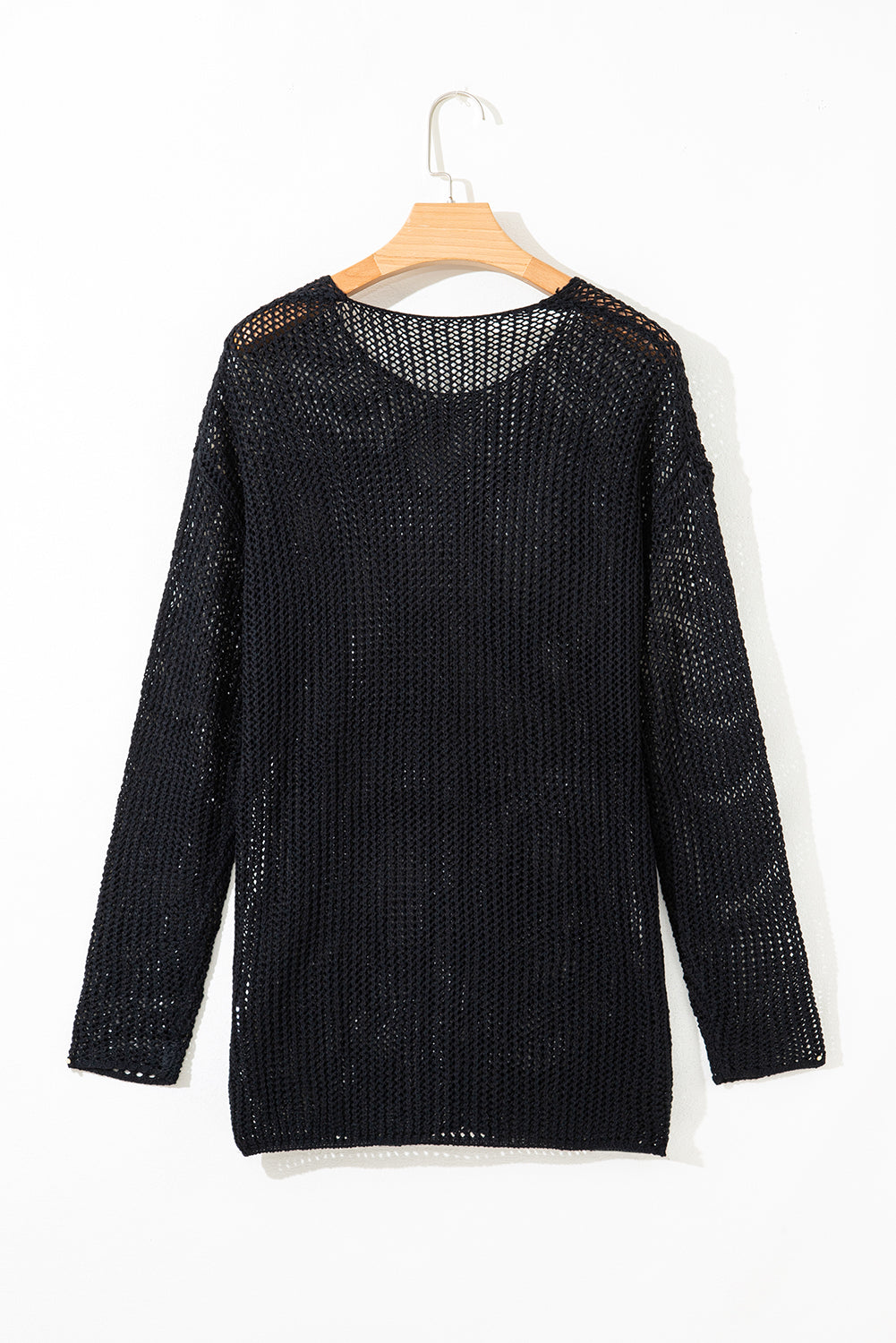 Smoke Gray Crochet Hollow-out Jumper Top Sweater