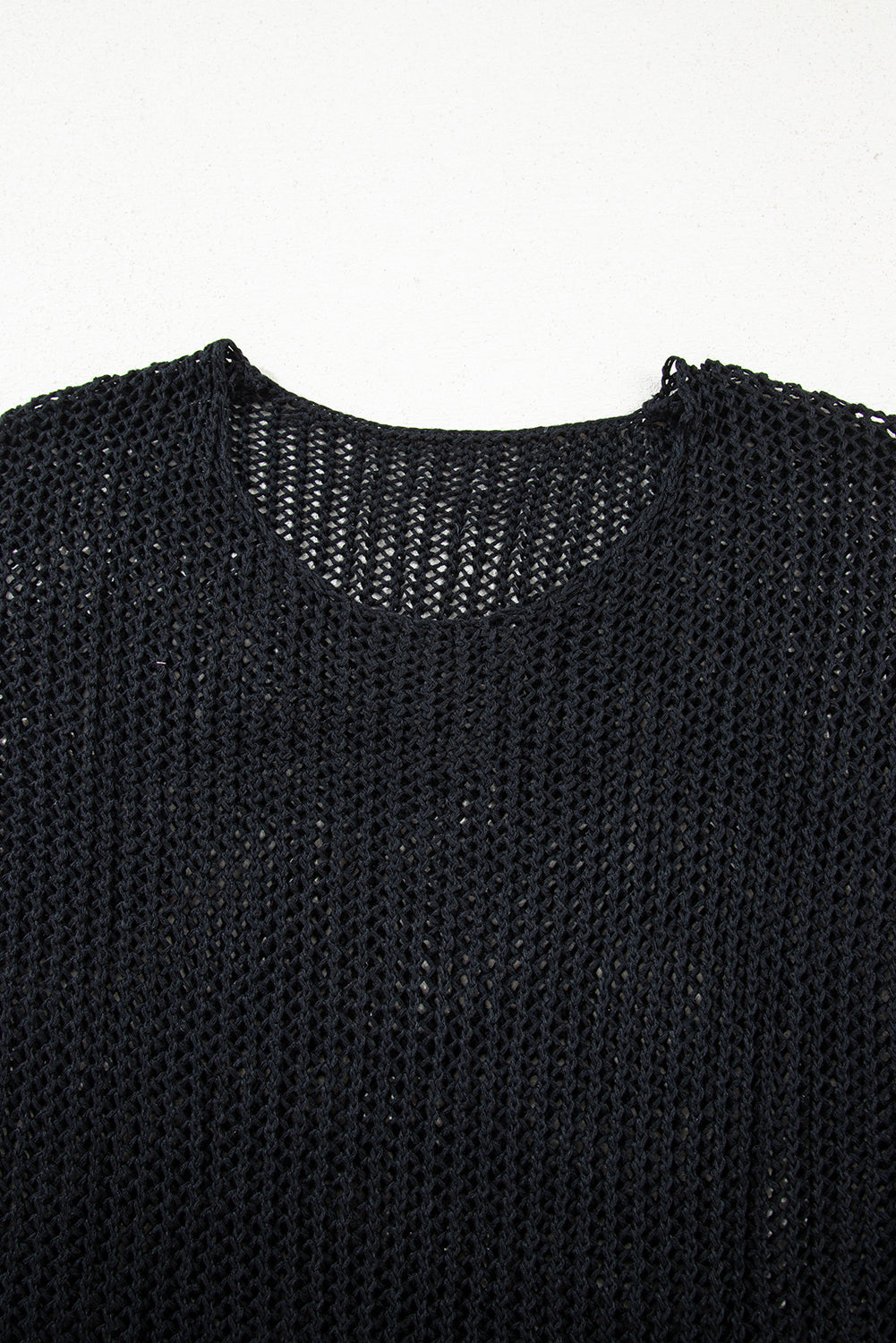 Smoke Gray Crochet Hollow-out Jumper Top Sweater